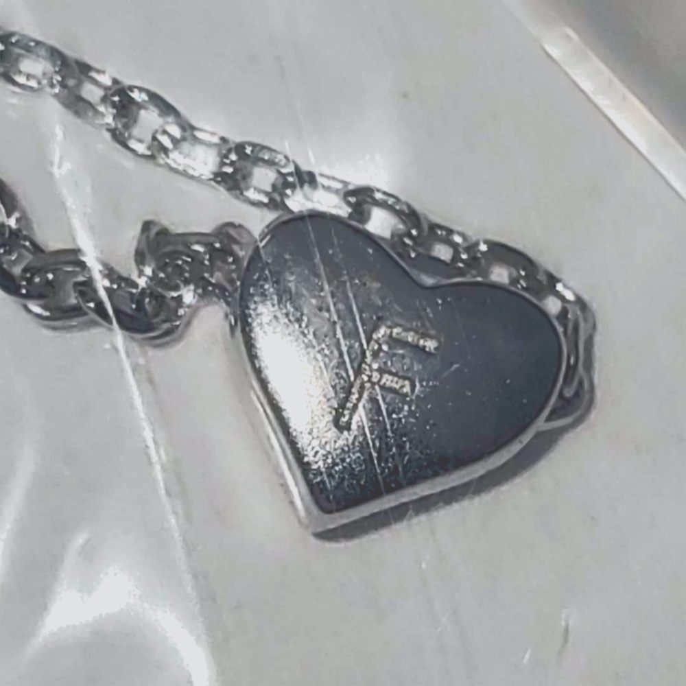 Dainty Sterling Silvora 'F' Monogram Heart Necklace